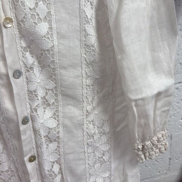 Temptations Cream Lacey Dress - Long Sleeve - LIKE NEW - Size Medium - Picture 3 of 4